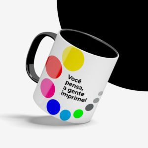 Caneca de Polímero Interior e Alça Colorido  Personalizada
