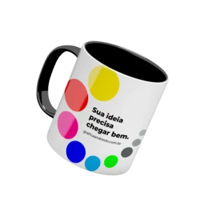 Caneca de Polímero Interior e Alça Colorido  Personalizada