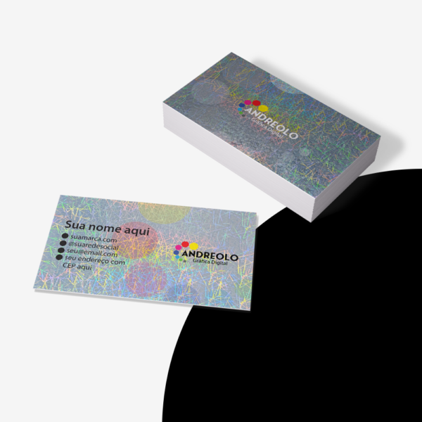 Cartão de Visita em Couché Brilho com Laminação Holográfica